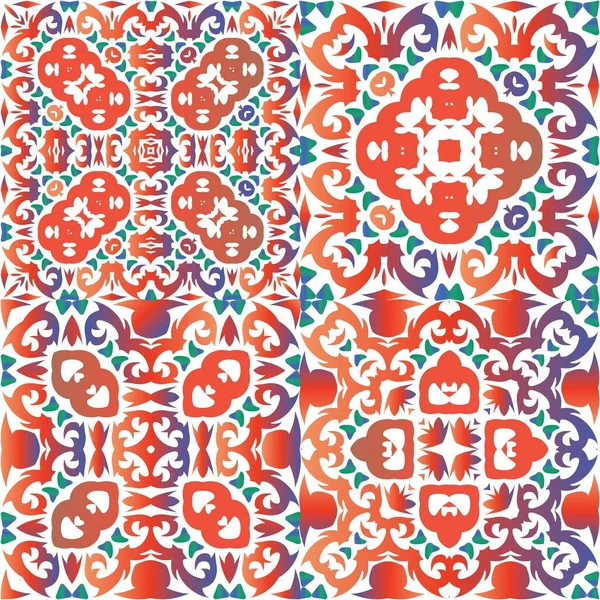 Decoración Decorativa Azulejos Talavera Mexicana Diseño Creativo Kit Patrones Sin — Vector de stock