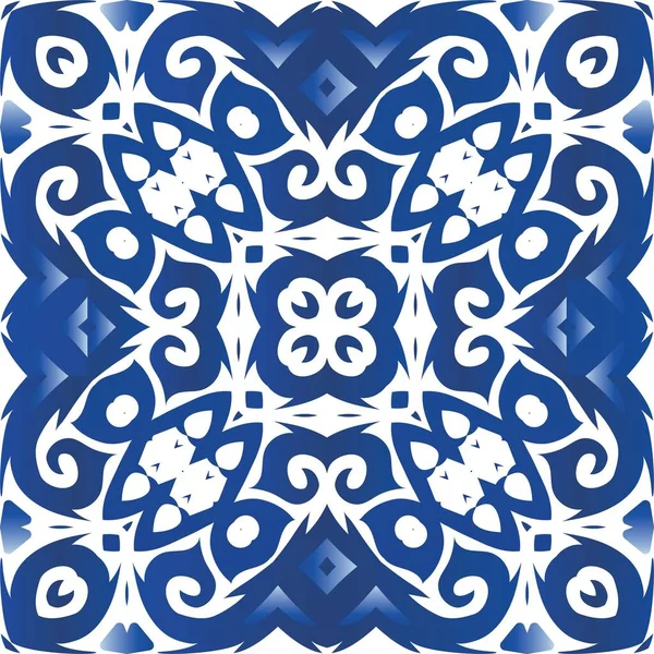 Decoración Azulejo Portugal Azulejos Ornamentales Cartel Patrón Sin Costura Vectorial — Vector de stock