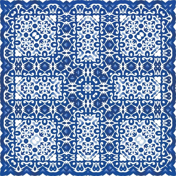 Antik Portugál Azulejo Kerámia Univerzális Tervezés Vektor Zökkenőmentes Minta Textúra — Stock Vector