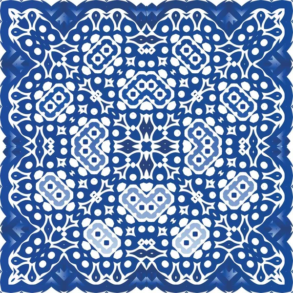 Carrelage Céramique Ethnique Azulejo Portugais Cadre Vectoriel Sans Couture Conception — Image vectorielle