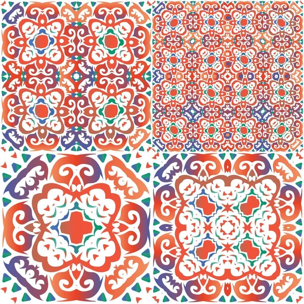 Azulejos Decorativos Cerámica Color Talavera Diseño Del Baño Kit Patrones — Archivo Imágenes Vectoriales