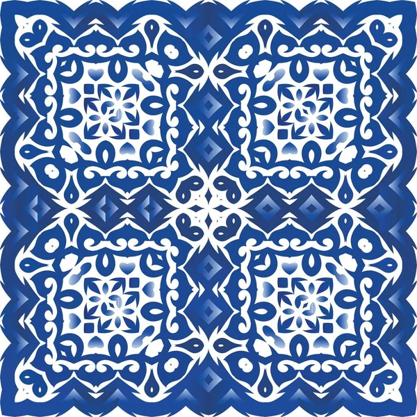 Colori Decorativi Piastrelle Azulejo Ceramica Volantino Vettoriale Senza Soluzione Continuità — Vettoriale Stock