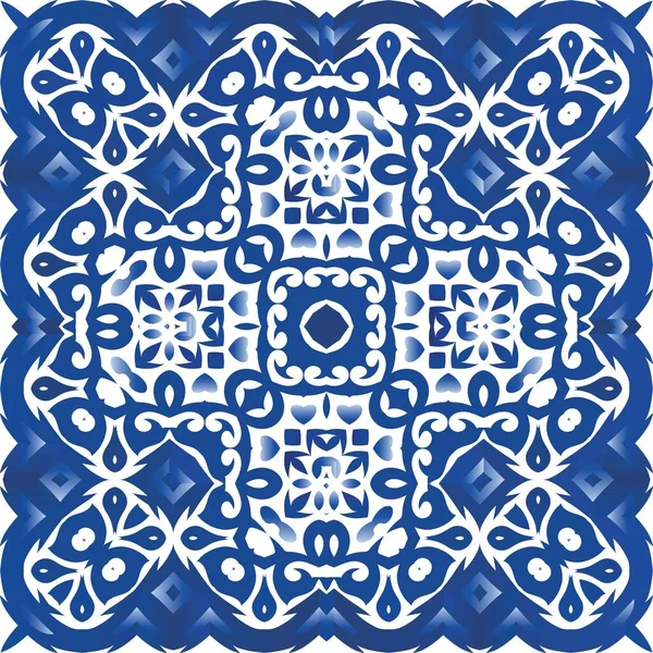 Dekorativní Barva Keramické Azulejo Dlaždice Barevný Design Bezešvé Vektorové Koláže — Stockový vektor