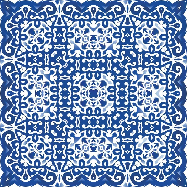 Decoración Azulejo Portugal Azulejos Ornamentales Diseño Coloreado Tema Patrón Sin — Vector de stock