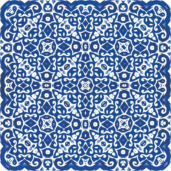 Baldosas Cerámica Étnica Azulejo Portugués Diseño Elegante Textura Patrón Sin — Archivo Imágenes Vectoriales