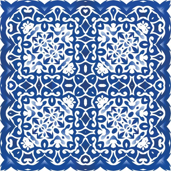 Traditionell Utsmyckad Portugisisk Azulejo Universell Design Vektor Sömlös Mönster Arabesque — Stock vektor