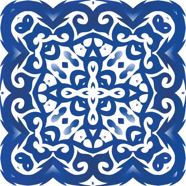 Antique Azulejo Tiles Patchwork Vector Seamless Pattern Arabesque Fashionable Design — Stock Vector