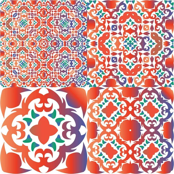 Cerámica Talavera Ornamental Mexicana Diseño Gráfico Conjunto Patrones Sin Costura — Vector de stock