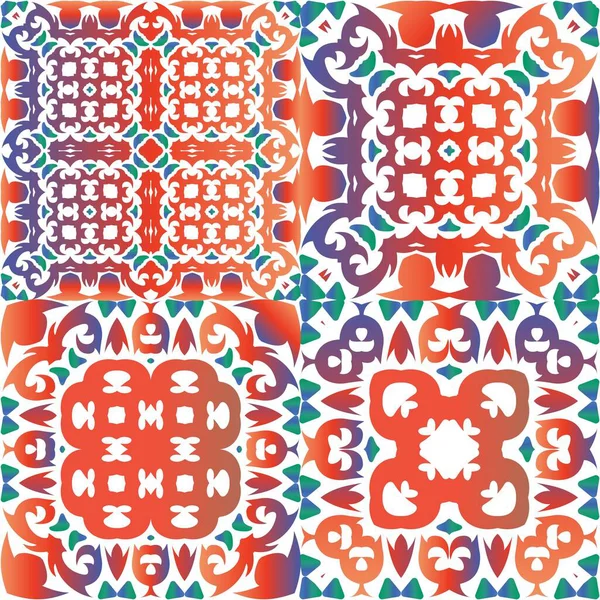 Couleur Décorative Carreaux Talavera Céramique Conception Universelle Collection Motifs Vectoriels — Image vectorielle