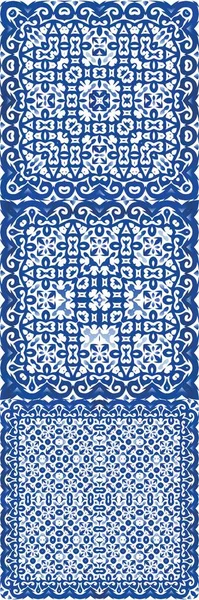 Португальские Винтажные Плитки Azulejo Минимальный Дизайн Векторная Бесшовная Рамка Античный — стоковый вектор