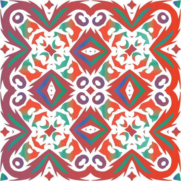 Antique Mexican Talavera Ceramic Geometric Design Vector Seamless Pattern Arabesque — 图库矢量图片