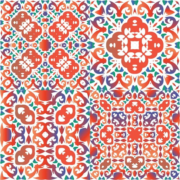 Декор Декоративной Талаверы Мексиканской Плитки Коллекция Векторных Бесшовных Шаблонов Творческий — стоковый вектор