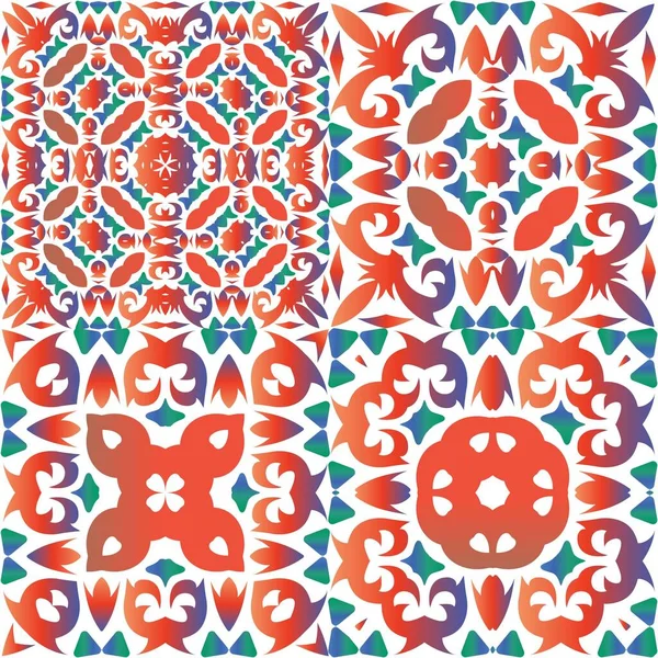 Azulejos Decorativos Cerámica Color Talavera Colección Patrones Sin Costura Vectores — Vector de stock