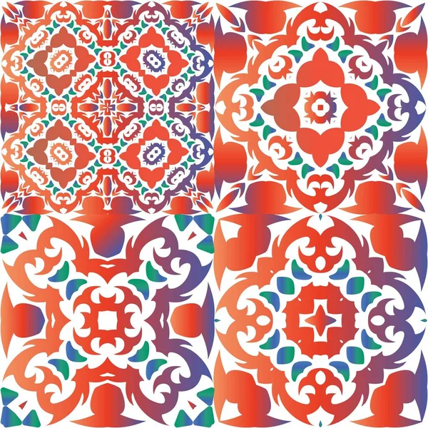 Decoración Decorativa Azulejos Talavera Mexicana Diseño Elegante Conjunto Patrones Sin — Vector de stock
