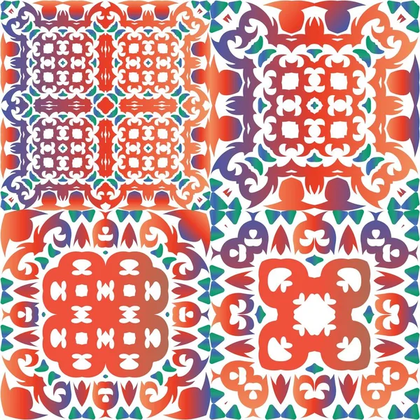 Декоративный Цвет Керамической Плитки Талавера Универсальный Дизайн Коллекция Векторных Бесшовных — стоковый вектор