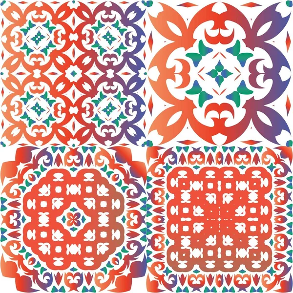 Décor Tuiles Ornementales Talavera Mexico Conception Graphique Kit Motifs Vectoriels — Image vectorielle