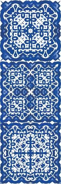 Etnické Keramické Dlaždice Portugalském Azulejo Grafický Design Vektorový Vzor Arabesque — Stockový vektor