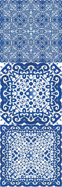 Античная Португальская Керамика Универсальный Дизайн Векторный Бесшовный Шаблон Цветочный Абстрактный — стоковый вектор