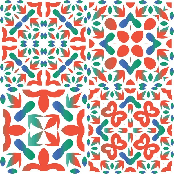Antike Talavera Fliesen Flickwerk Sammlung Vektornahtloser Muster Badezimmergestaltung Rotes Mexikanisches — Stockvektor
