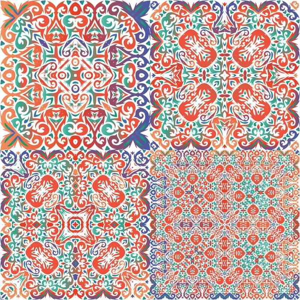 Ceramica Etnica Talavera Messicana Serie Modelli Vettoriali Senza Soluzione Continuità — Vettoriale Stock