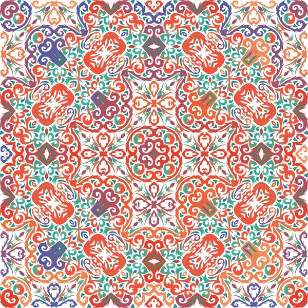 Azulejos Antiguos Talavera Patchwork Diseño Dibujado Mano Elementos Patrón Sin — Vector de stock