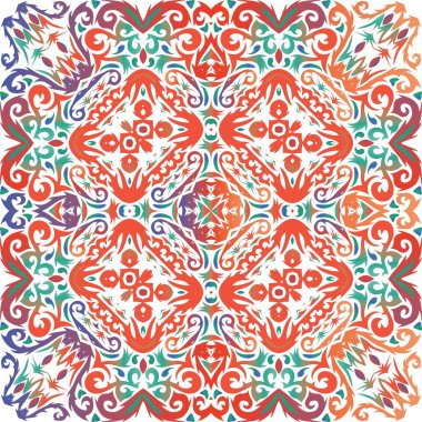 Meksika süslemeli talavera seramiği. Banyo tasarımı. Vektörsüz desenli elementler. Duvar kağıdı, web arkaplanı, havlular, baskı, yüzey dokusu, yastıklar için kırmızı vintage arkaplan.