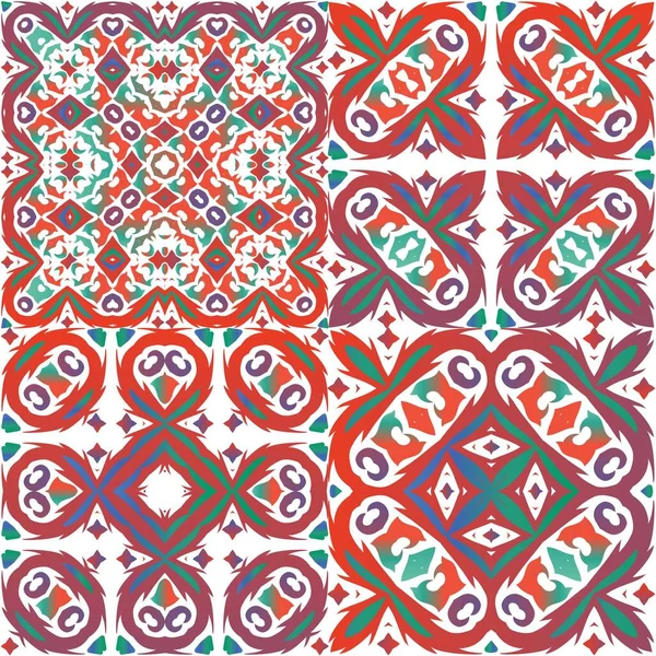 Decoración Decorativa Azulejos Talavera Mexicana Conjunto Patrones Sin Costura Vectores — Vector de stock