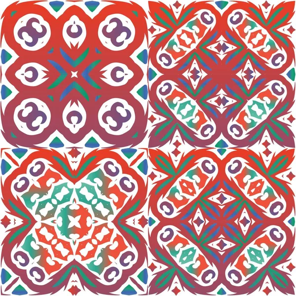 Couleur Décorative Carreaux Talavera Céramique Kit Motifs Vectoriels Sans Couture — Image vectorielle