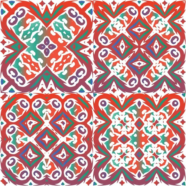 Decoración Decorativa Azulejos Talavera Mexicana Diseño Original Conjunto Patrones Sin — Vector de stock