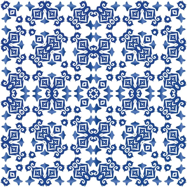 Decoración Azulejo Portugal Azulejos Ornamentales Concepto Patrón Sin Costura Vectorial — Vector de stock