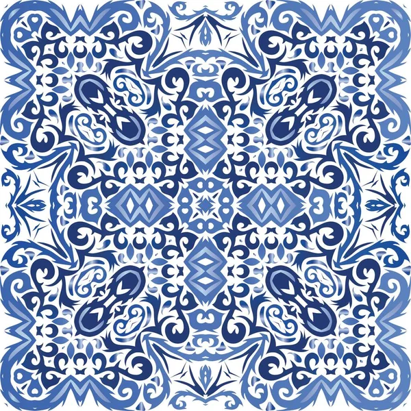 Carreaux Céramique Azulejo Portugal Illustration Vectorielle Sans Couture Design Mode — Image vectorielle