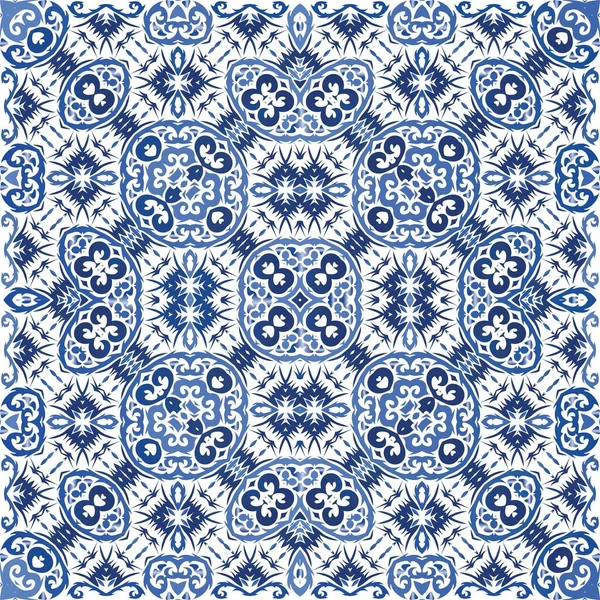 Ornamentale Azulejo Portugal Fliesen Dekor Farbiges Design Vektornahtloses Muster Poster — Stockvektor