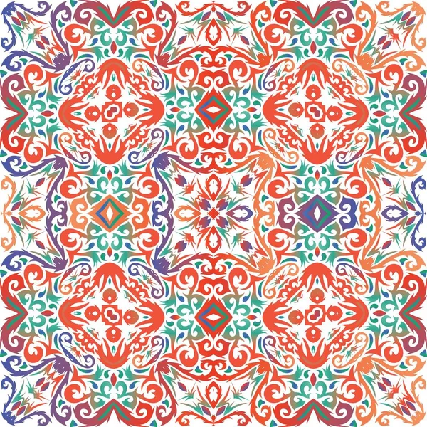 Azulejos Antiguos Talavera Patchwork Patrón Enrejado Sin Costura Vectorial Diseño — Vector de stock