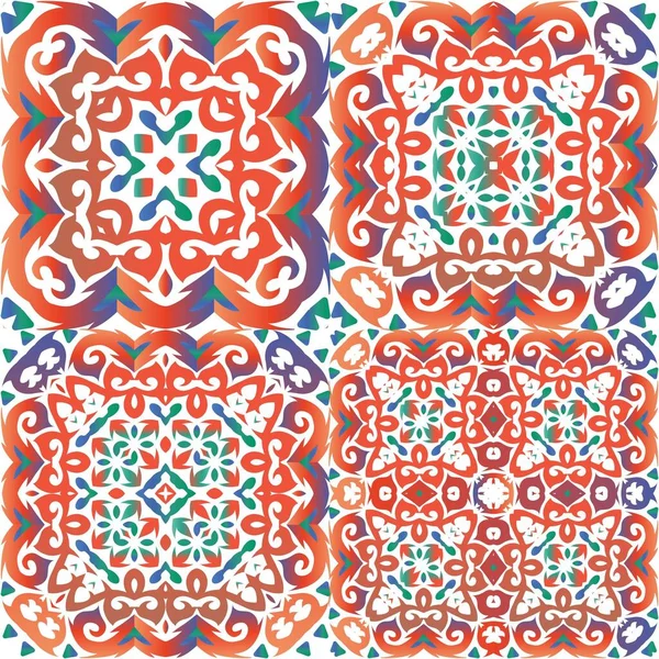 Azulejos Talavera Vintage Mexicano Kit Padrões Sem Emenda Vetor Design — Vetor de Stock