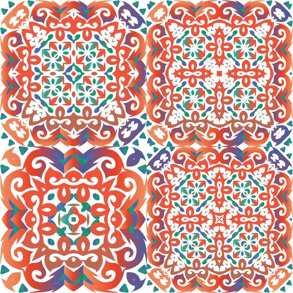 Azulejos Antiguos Adornados Talavera Mexico Diseño Gráfico Kit Patrones Sin — Vector de stock