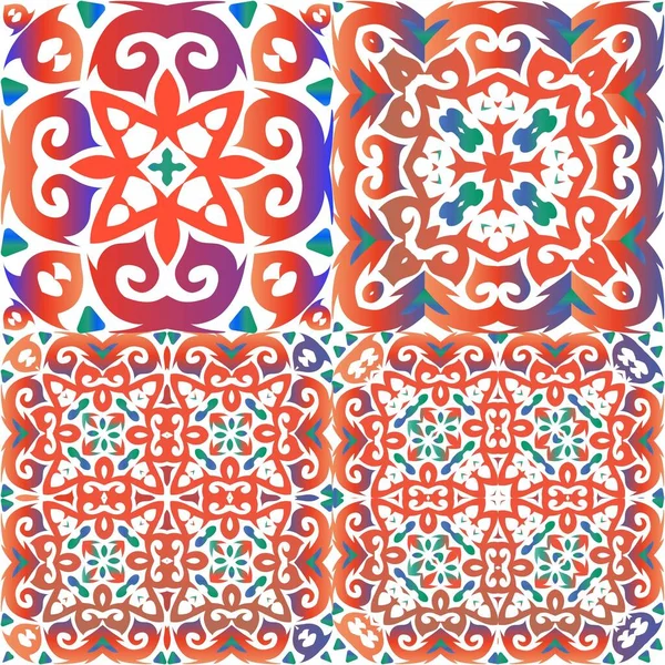 Décor Tuiles Ornementales Talavera Mexico Ensemble Motifs Vectoriels Sans Couture — Image vectorielle