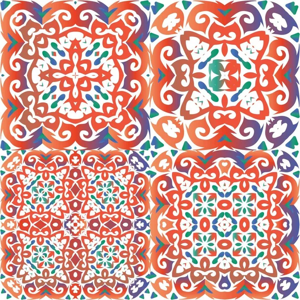 Azulejos Decorativos Cerámica Color Talavera Kit Patrones Sin Costura Vectorial — Vector de stock