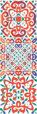 Dekoratif renk talavera fayansları. Minimum tasarım. Vektör aralıksız desenler. Baskı, web arkaplanı, yüzey dokusu, havlu, yastık, duvar kağıdı için kırmızı halk etnik süslemeleri.