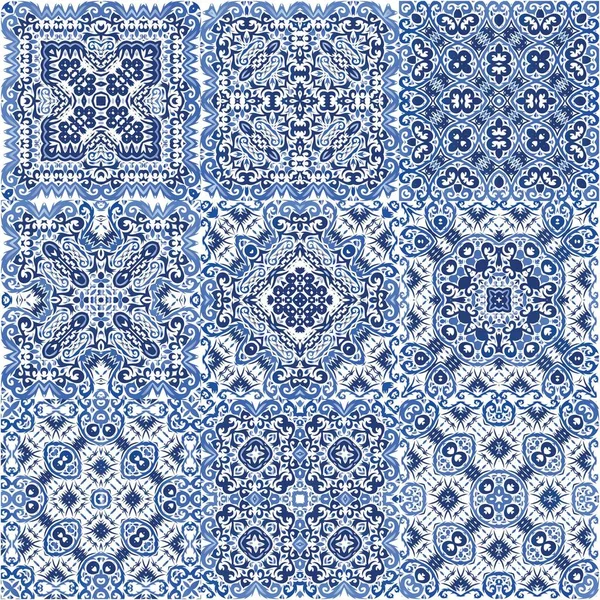Azulejo Antiguo Azulejos Patchworks Kit Patrones Sin Costura Vectorial Diseño — Vector de stock