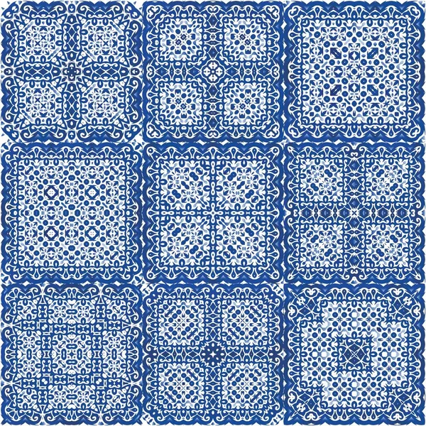 Carrelage Azulejo Antique Patchworks Conception Universelle Ensemble Motifs Vectoriels Sans — Image vectorielle