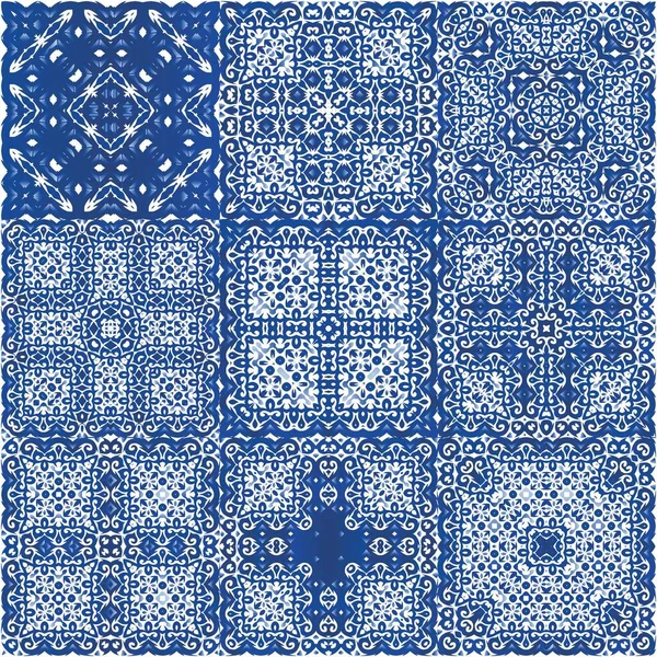 Azulejo Decorativo Azulejos Portugal Decoração Design Universal Conjunto Padrões Sem —  Vetores de Stock