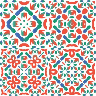 Süslü Talavera Meksika fayans dekoru. Minimum tasarım. Bir dizi vektörsüz şablon. Çarşaflar, akıllı telefon kılıfları, hatıra defterleri, çantalar ya da tişörtler için kırmızı muhteşem çiçek desenleri..