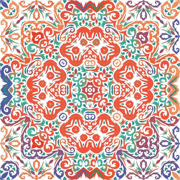 Традиционная Мексиканская Талавера Векторный Бесшовный Шаблон Минимальный Дизайн Красный Абстрактный — стоковый вектор