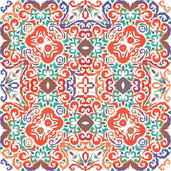 Baldosas Cerámica Étnica Talavera Mexicana Collage Patrón Sin Costura Vectorial — Vector de stock