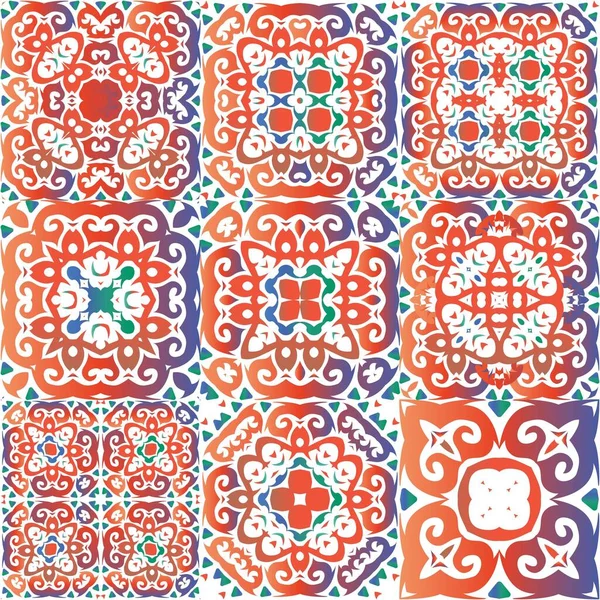 Decoración Decorativa Azulejos Talavera Mexicana Diseño Universal Colección Patrones Sin — Vector de stock