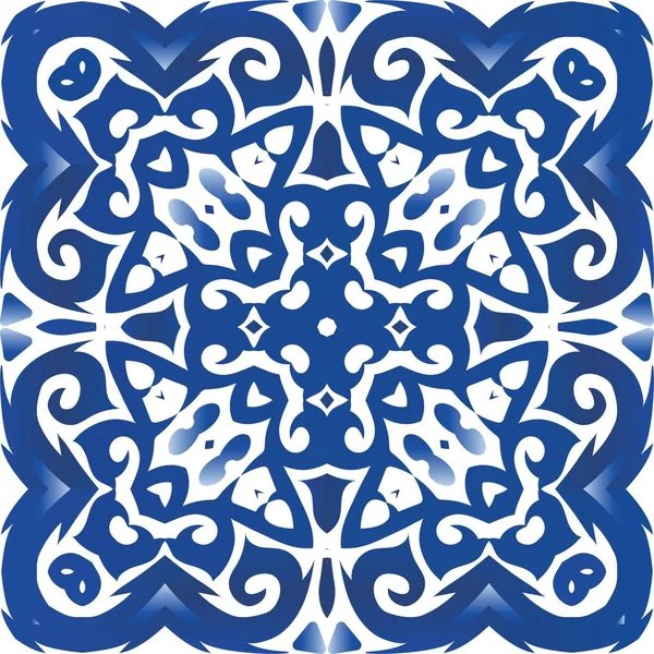 Seramik Fayanslar Azulejo Portugal Vektör Pürüzsüz Desen Teması Renkli Tasarım — Stok Vektör