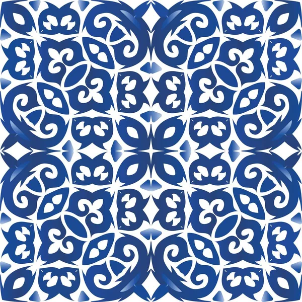 Этническая Керамическая Плитка Португалии Векторный Бесшовный Рисунок Акварели Дизайн Кухни — стоковый вектор