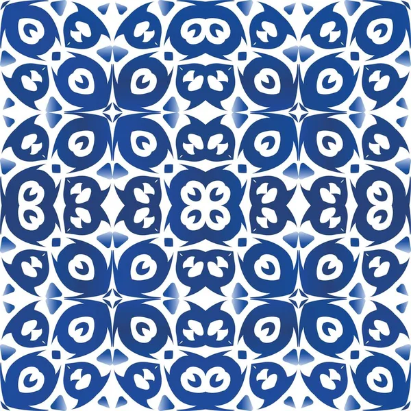 Ornement Azulejo Carreaux Portugais Décor Aquarelle Vectorielle Sans Couture Conception — Image vectorielle