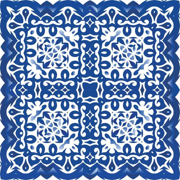 Azulejos Portugueses Vintage Azulejo Diseño Coloreado Concepto Patrón Sin Costura — Archivo Imágenes Vectoriales