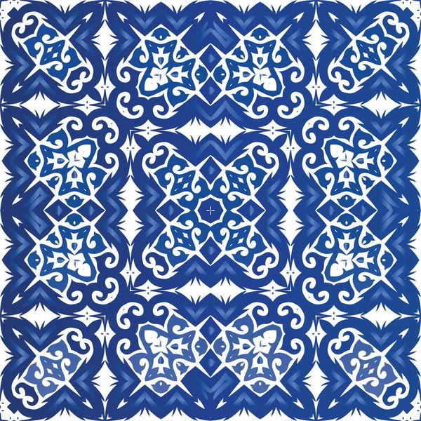 Antique Azulejo Tiles Patchwork Vector Seamless Pattern Elements Graphic Design — Stock Vector